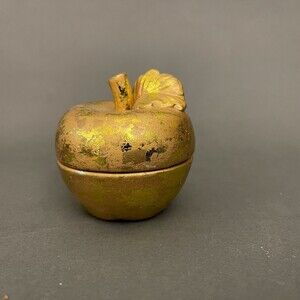Trinket Jewelry Box Gold Apple